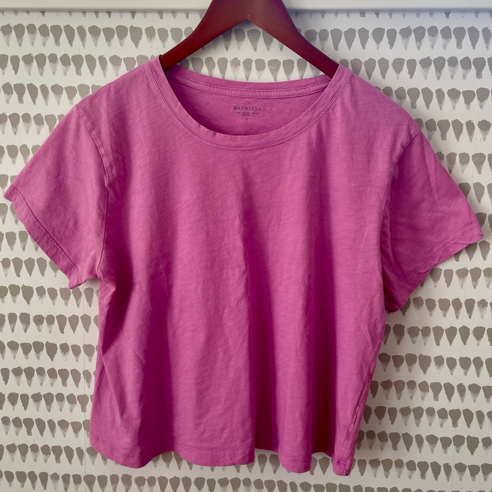 Athleta pink cropped tee - size large